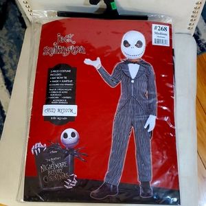 Jack Skellington 3 Piece Costume Size Child Medium (And Gloves)